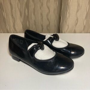 🌺 ABT Tap Dance Toddler Girl's 10.5 Black Patent Slip On Tap Shoes